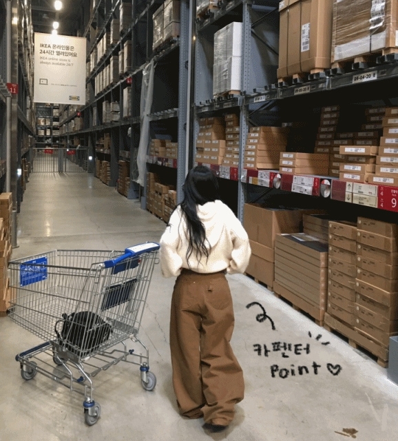 [ootj] ハートスタッドカーペンター point ワイド 綿 コットン パンツ