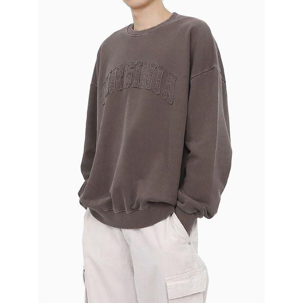 男女共用長袖TシャツオーバーフィットパッチピグメントマンツーマンSWV091_P373802627