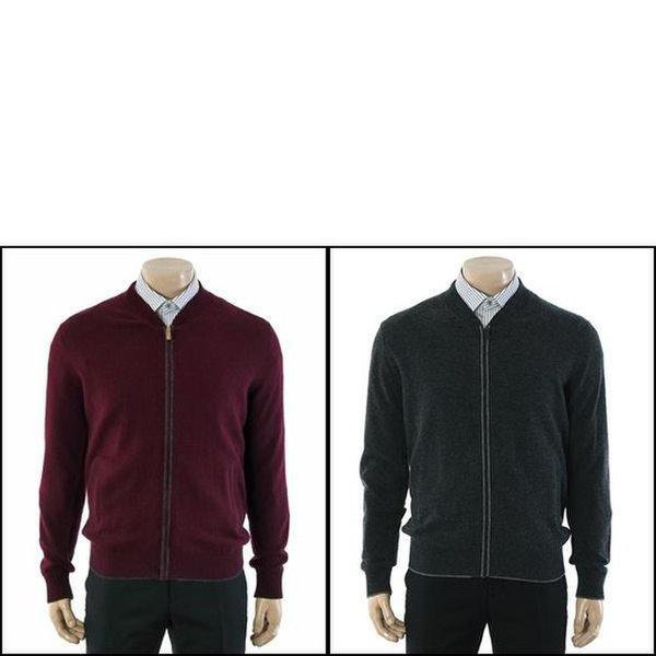 YJEWCD455_ウールカシミア混紡変形ヘンリーネックフルジップアップカーディガン