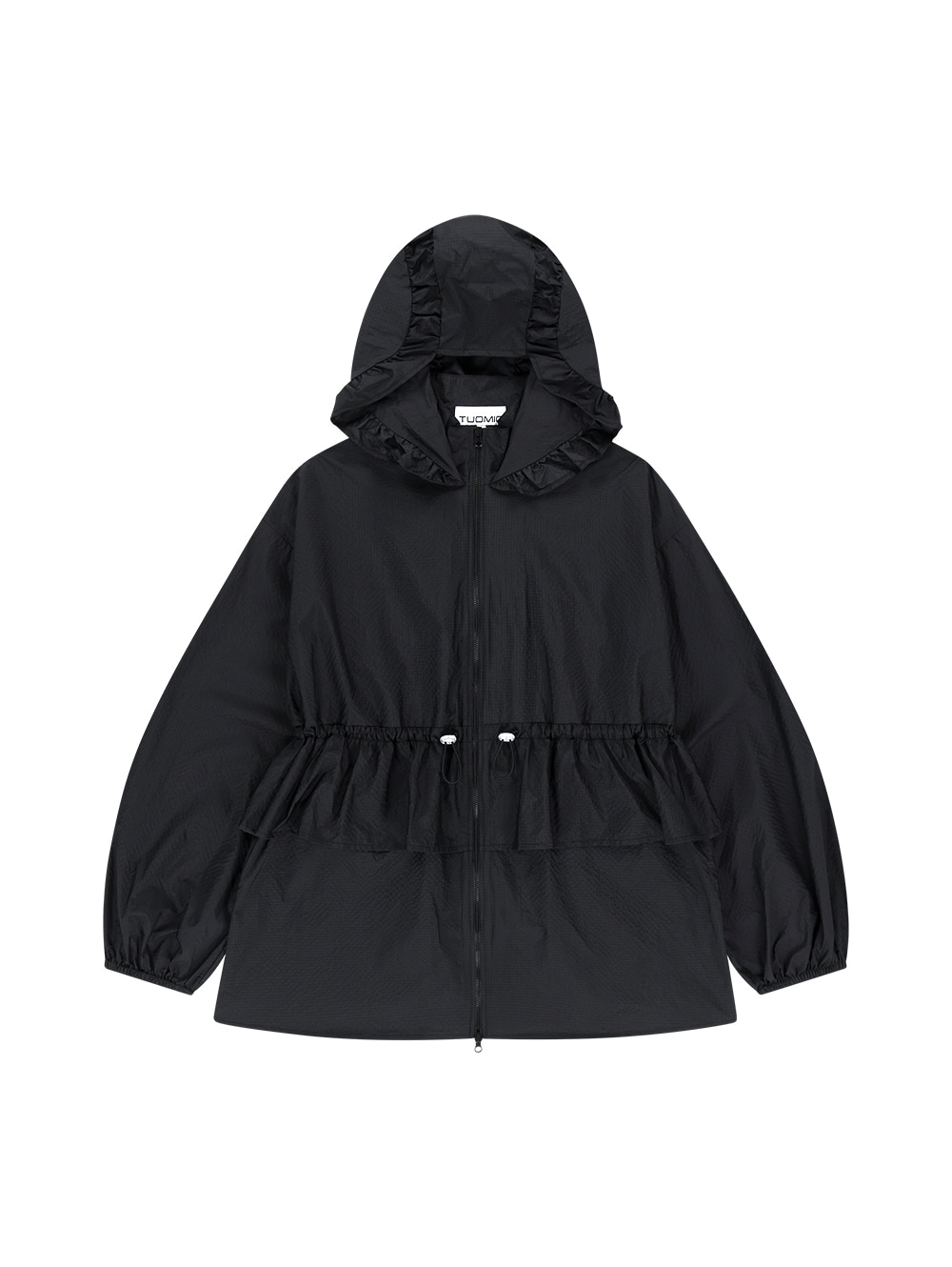 【TUOMIO】 FRILL LAYERED HOOD JACKET : BLACK