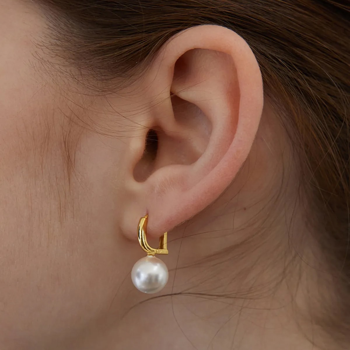 (シルバー925) パール D リング フープ イヤリング／ピアス／D Ring 5,900円