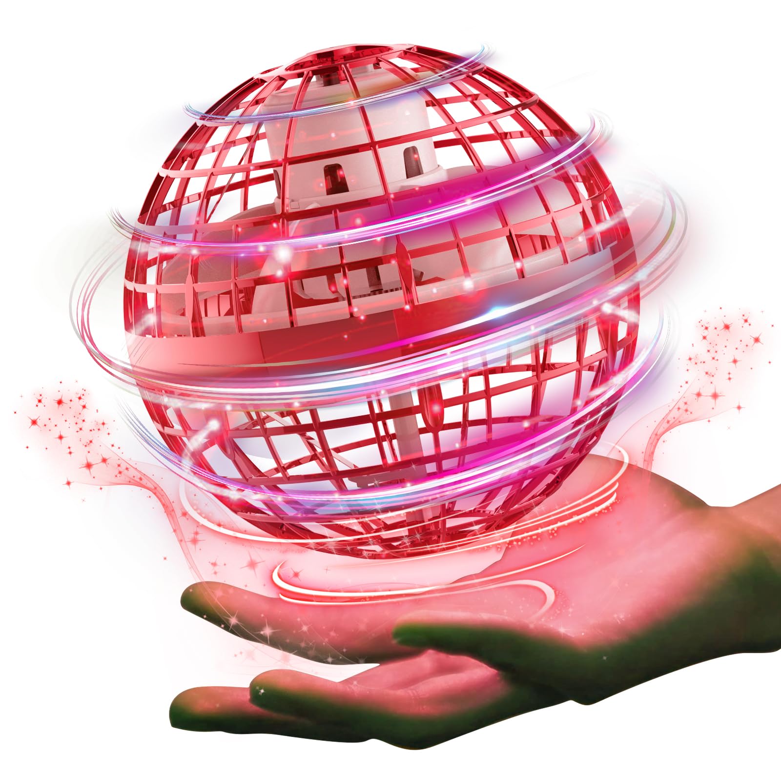 Gimamaフライングボール ジャイロ 飛行ボールトイ UFおもちゃ ブーメランスピナー LEDライト付き クリスマス 人気を集めているプレゼント (赤)