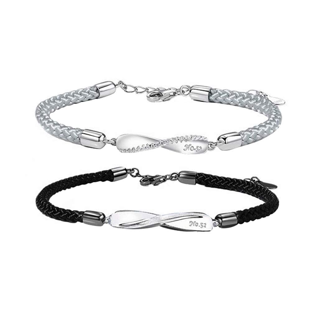 IDOLCO ペアブレスレット カップル 人気 ペアルック 腕輪「永遠の愛」メンズ レディース ブレスレット 編み込み メビウス シルバー925 金属アレルギー対応 恋人 お揃い アクセサリー 誕生日