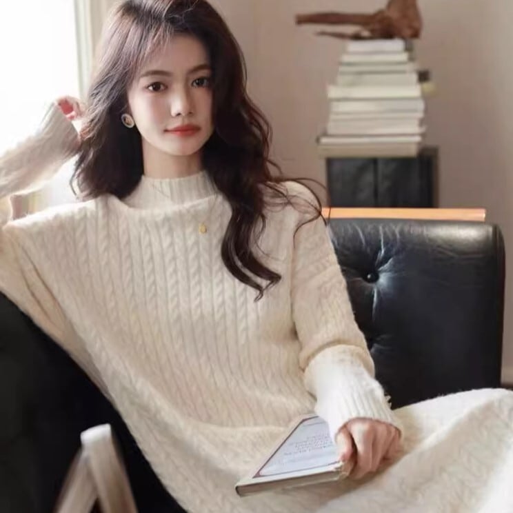 ルーズニットワンピ フレンチジェントル ニットドレス ワンピース 高級 ニッチ ミディアム丈 袖あり かわいい 大人可愛い きれいめ カジュアル 大人 上品 おしゃれ お洒落 かっこいい 大人女子