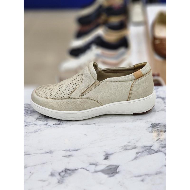 女性軽量コンフォートヒール3CmモダンクラシックスリッポンシューズDFIN460