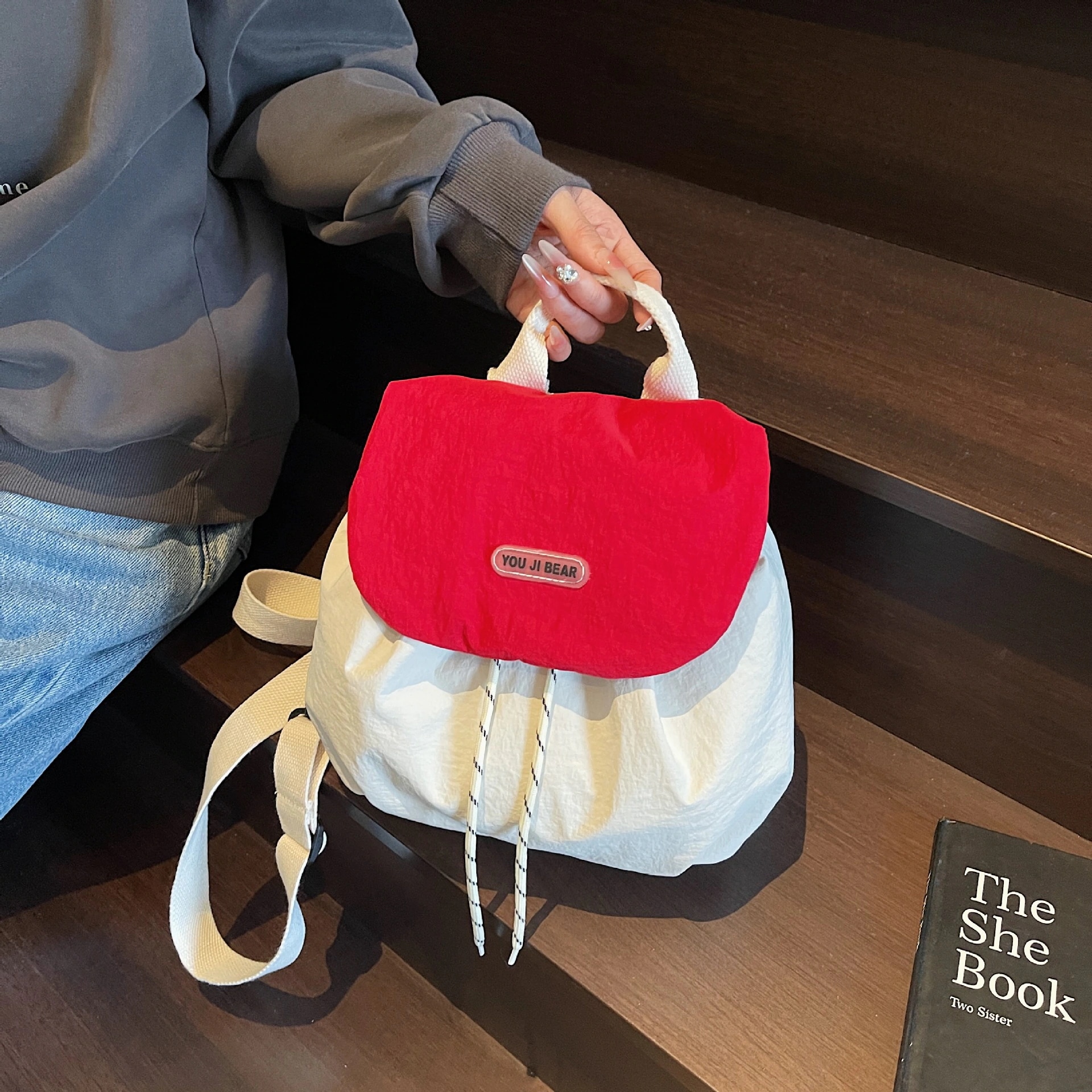 【超お得1つ買うと10個もらえる】メガ割ナップサック カジュアルバックパック通学大容量旅行通勤ハンドヘルドショルダーバッグ