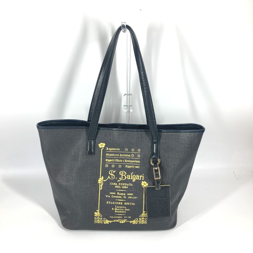 ショルダーバッグ S.Bulgari ロゴ カバン トートバッグ PVC/レザー グレー