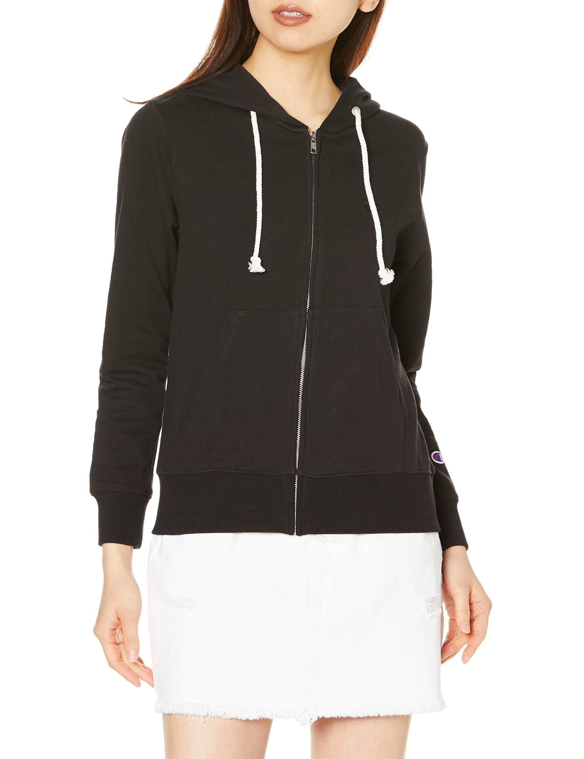 [チャンピオン] パーカー スウェット 裏毛 UVカット ワンポイントロゴ ジップフーデッドスウェットシャツ CW-Y108/CW-T109 レディース ブラック S