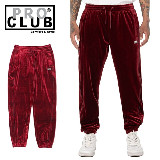 PRO CLUB VELOUR TRACK PANT プロクラブ ベロア パンツ トラックパンツ ジャージ ボトムス スウェットパンツ メンズ 男性 USモデル ブラック 大きいサイズ対応 M L X