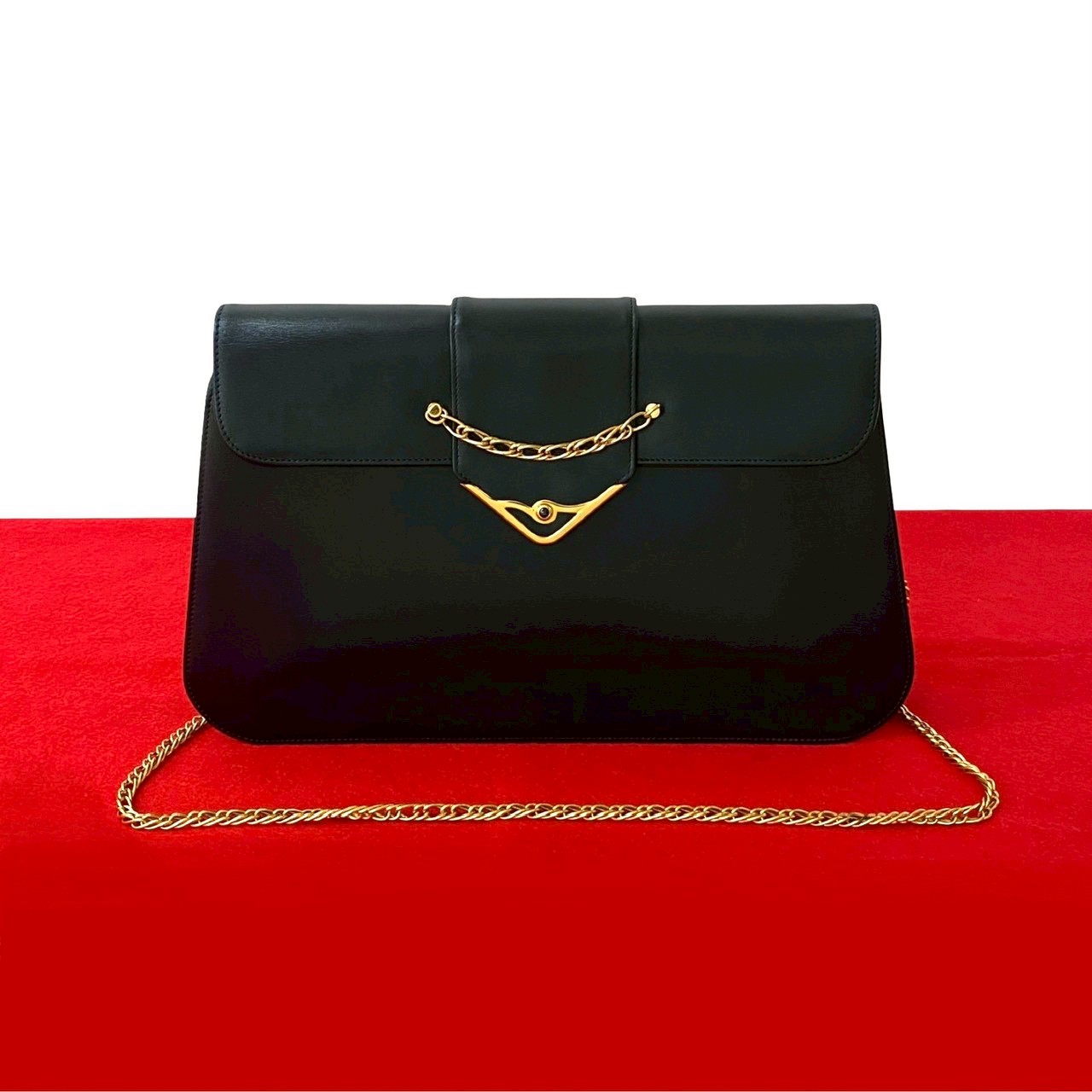 ヴィンテージ サファイアラインショルダーバッグ レザー ネイビー 99470