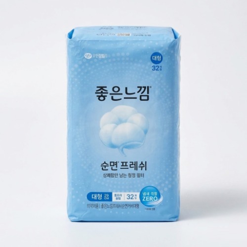 좋은느낌 좋은순면 슬림 날개 대형 32개x 8 에어핏 쿠션