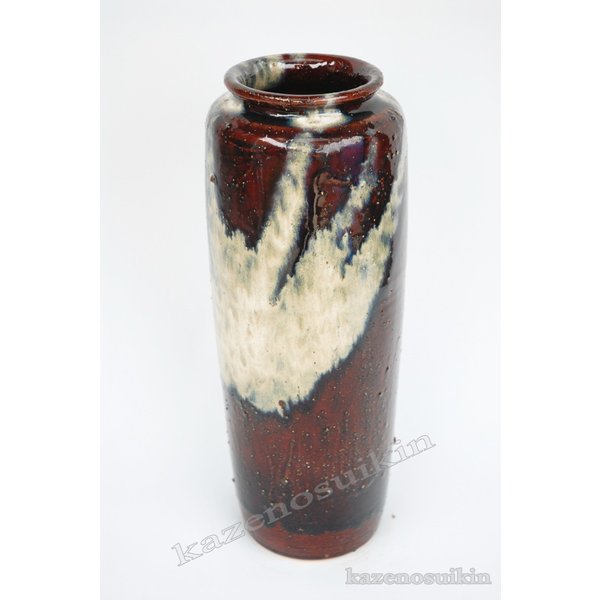 あめ釉白流し投入花入　11号 （信楽焼花瓶花入れ花器壺壷水盤一輪挿しフラワーベースＨ）