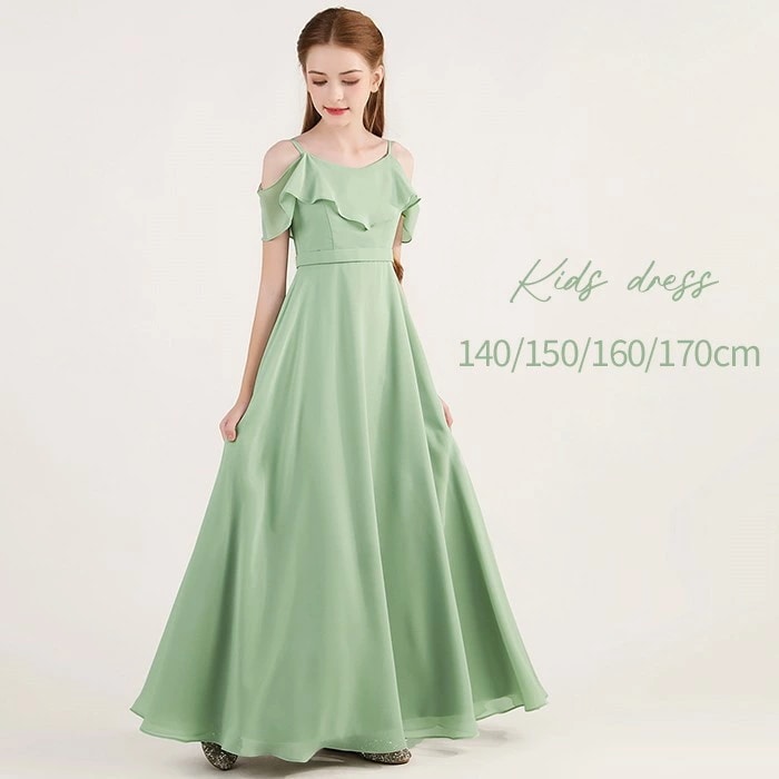 再入荷未定！ドレス 発表会 結婚式 女の子 ピアノ発表会 シフォン ジュニア 140 150 160 170 フォーマル ワンピース コンクール ロング 半袖 子供 ロングドレス キッズドレス パーテ