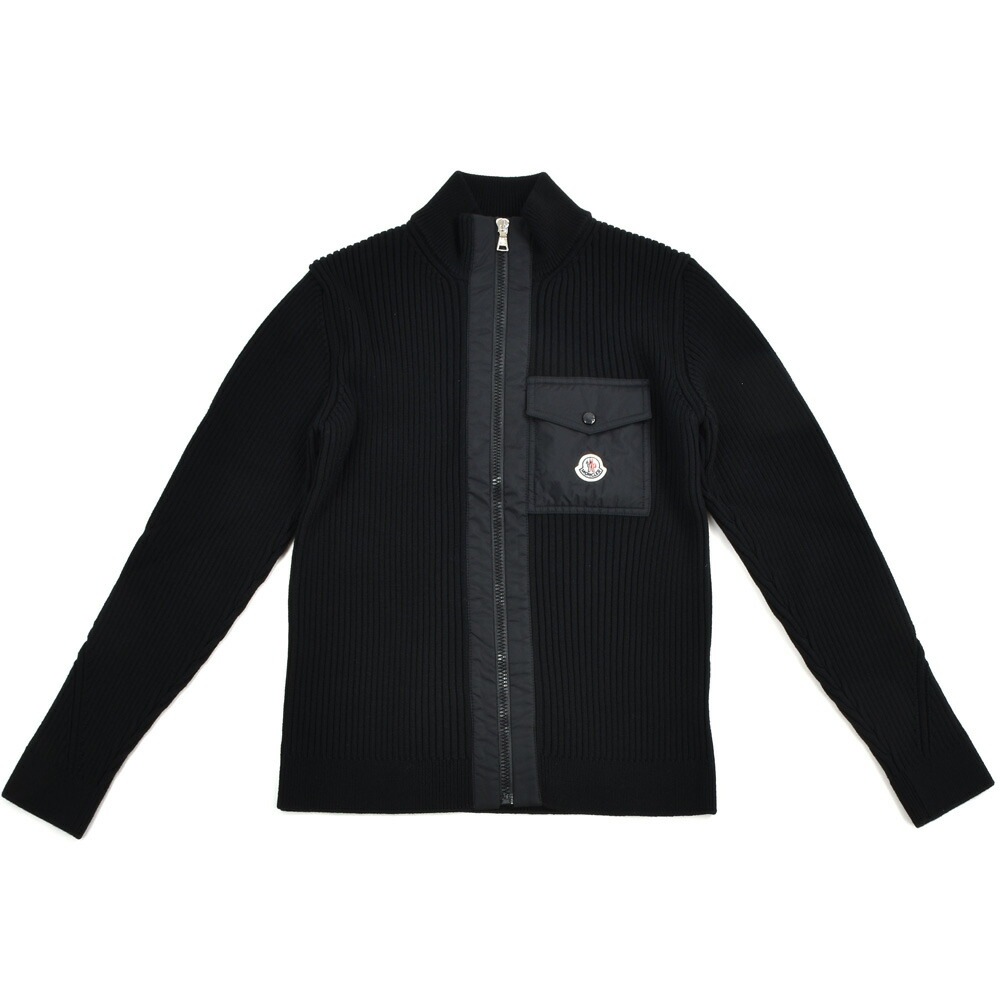 モンクレール ジップアップカーディガン レディース ボーイズ ガールズ ニット カーディガン ブラック 黒 MONCLER CARDIGAN TRICOT[9b00008-999]
