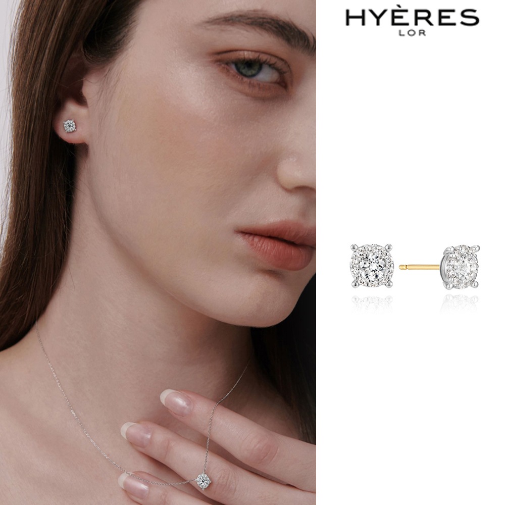 [HYERES LOR] Essence Lab Diamond 14K(W) Halo Earrings