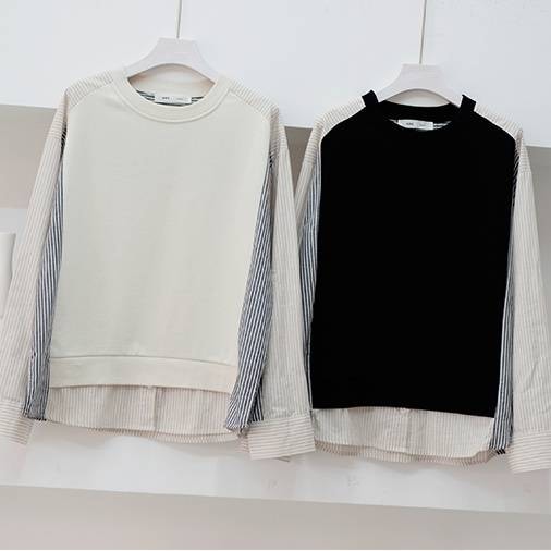 トップス レディース ブラウス カットソー 長袖 クルーネック 無地 ストライプ 個性的 春 秋 大人 かわいい 上品 きれいめ お洒落 シンプル カジュアル ナチュラル フェミニン 休日 お出かけ