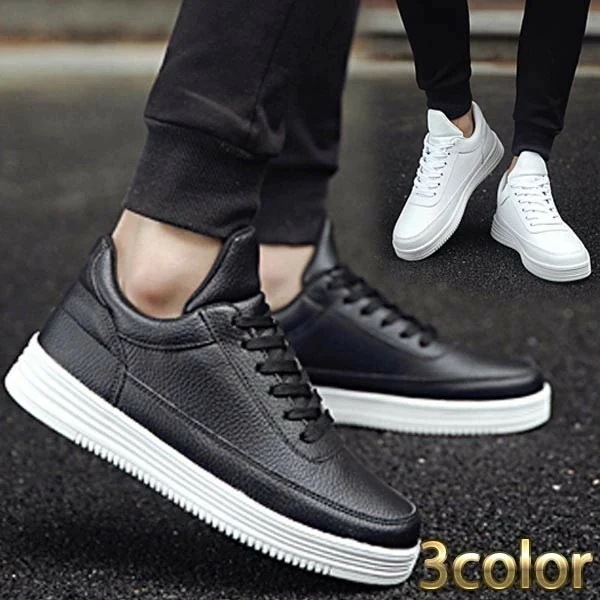 【身長6.5cmUP】メンズ スニーカー シンプル レースアップ 通気性 シューズ 身長アップ