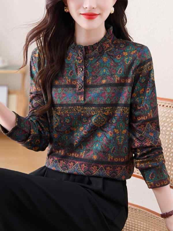 ブラウス スタンドカラー 立ち襟 レディース 秋冬 ガールズ 女性 カジュアル ベルベット シャツ 厚手 起毛 長袖 プルオーバー 通勤 オフィス 軽量 暖かい トップス スリム フィット