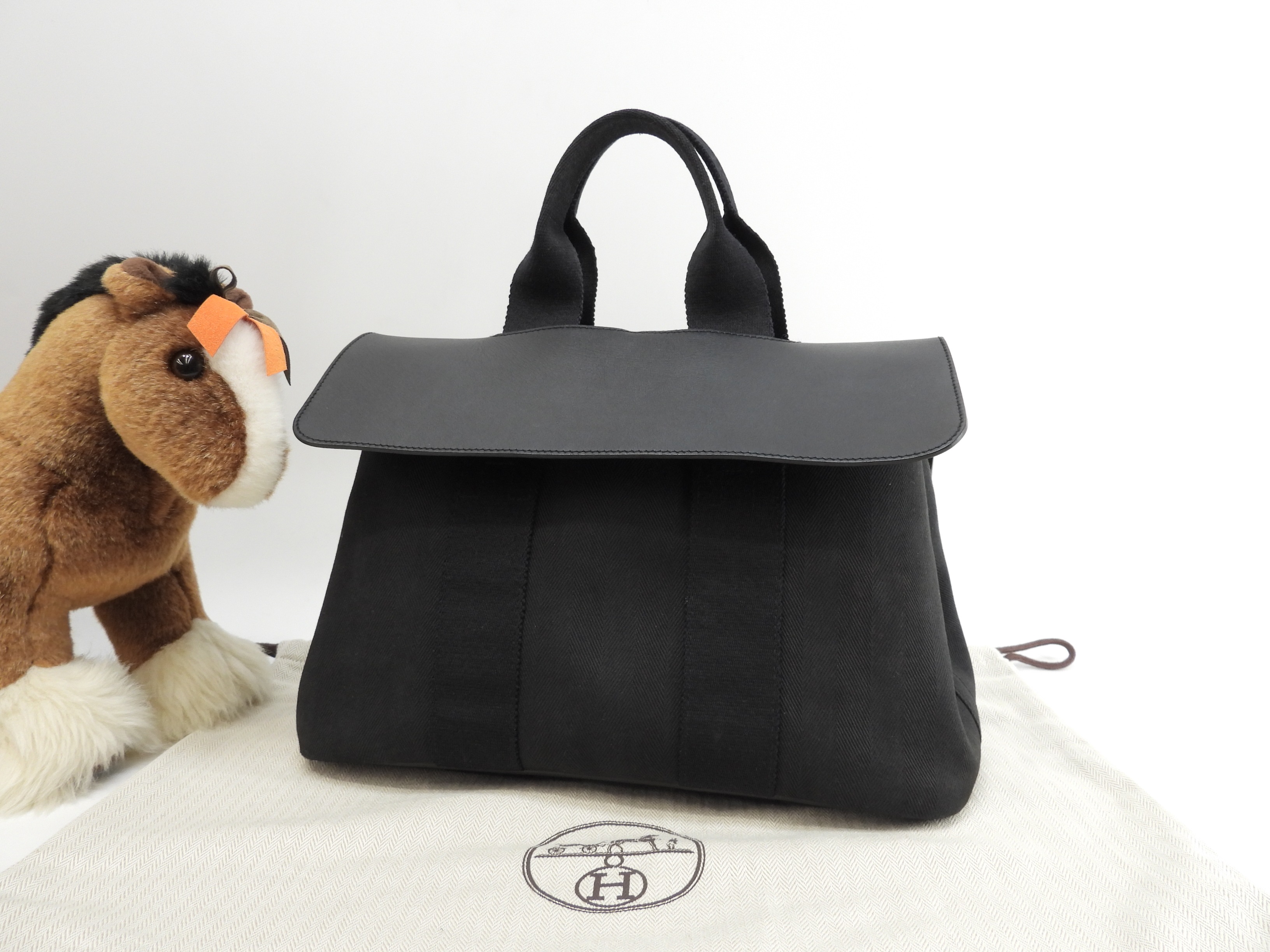 ヴァルパライソPM コットン/レザー 黒 トートバッグ ハンドバッグ@ 55