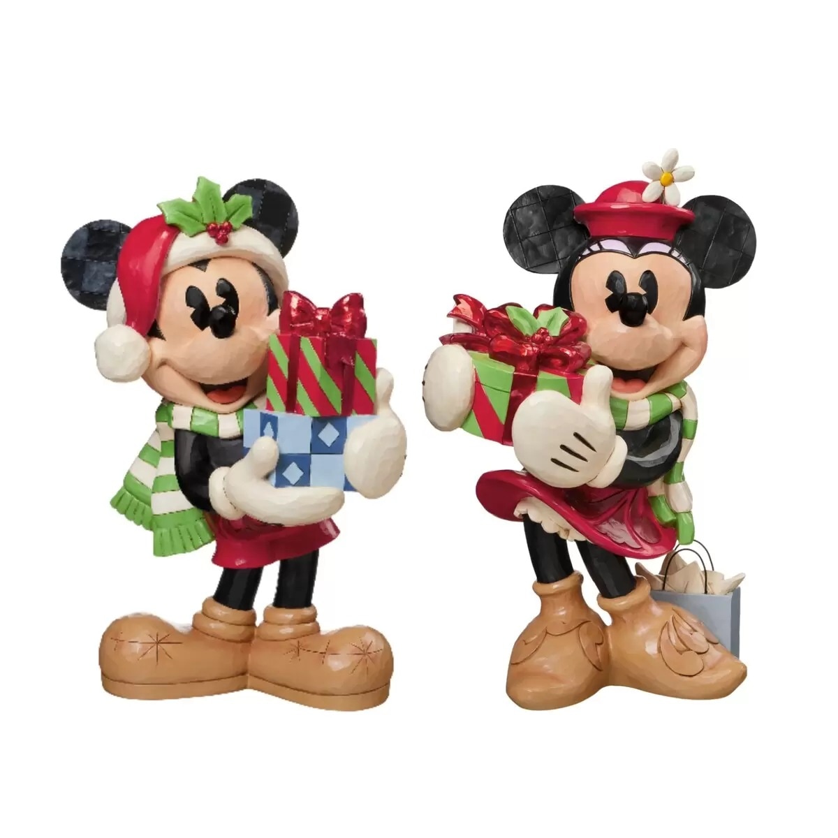 ジム・ショア ホリデー ミッキーマウス ミニーマウス 最高級のストーンレジン置物 手描き クリスマスオブジェ 室内or屋外使用可能 インテリア キャラクター プレゼント コストコ 直送品