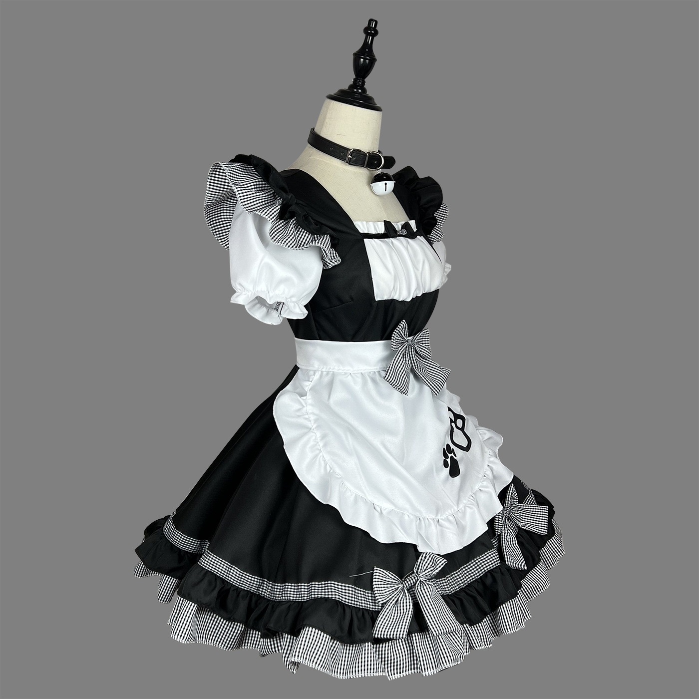 猫娘メイド衣装 Csplay プラスサイズ 婦人服 日本のかわいい白黒クラシックステージ衣装テーブル