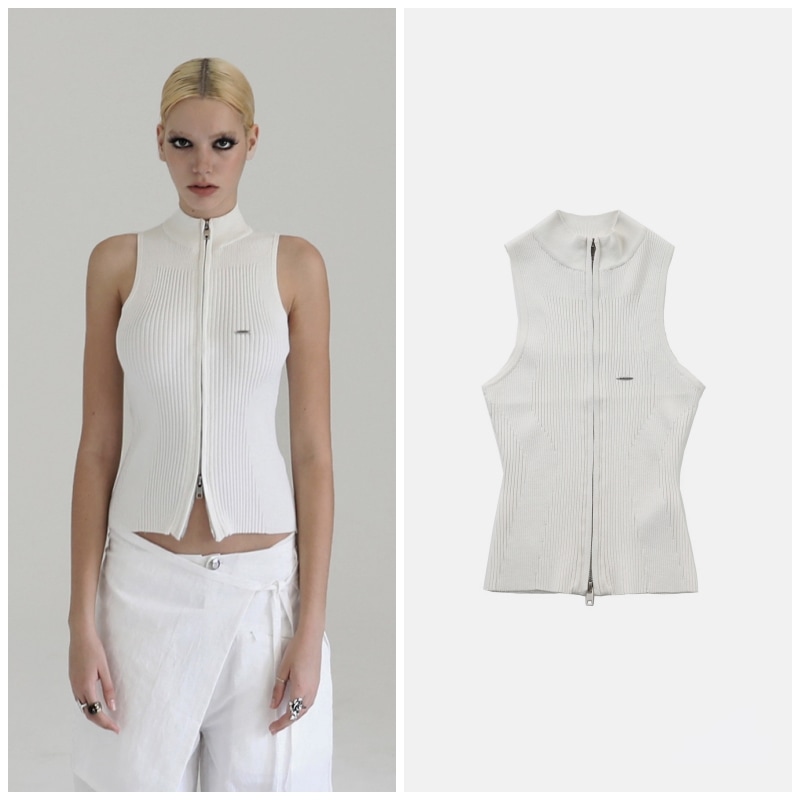 【BADBLOOD】 MOCKNECK TANK ZIP-UP : WHITE