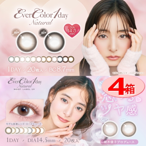 4箱セット 　エバーカラーワンデーナチュラル 20枚入/1箱カラコン 1day