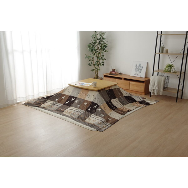 1151790062305 こたつカバー 長方形 上掛けタイプ ギャッベ柄 ノルディック ブラウン 約210×320cm メーカー直送