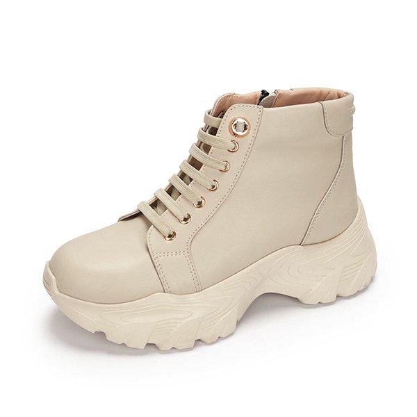 M. オノレ ソーガジュ レザー スニーカー ブーツ アイボリー 516423601AQ