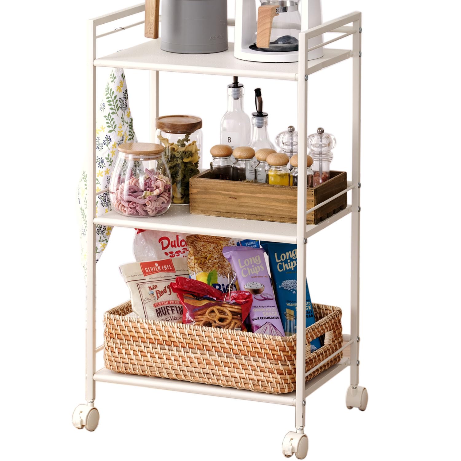 [ドウシシャ] キッチンラックワゴン 3段 キャスター付き カラーボックスサイズ アイボリー 幅43×奥行29.5×高さ76.5cm GC-P76IV