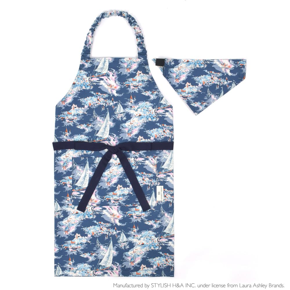 COLORFUL CANDY STYLE LAURA ASHLEY 子供用 キッズエプロン 男の子 三角巾 セット 小学生 130-160 着脱簡単 Riviera N1251430