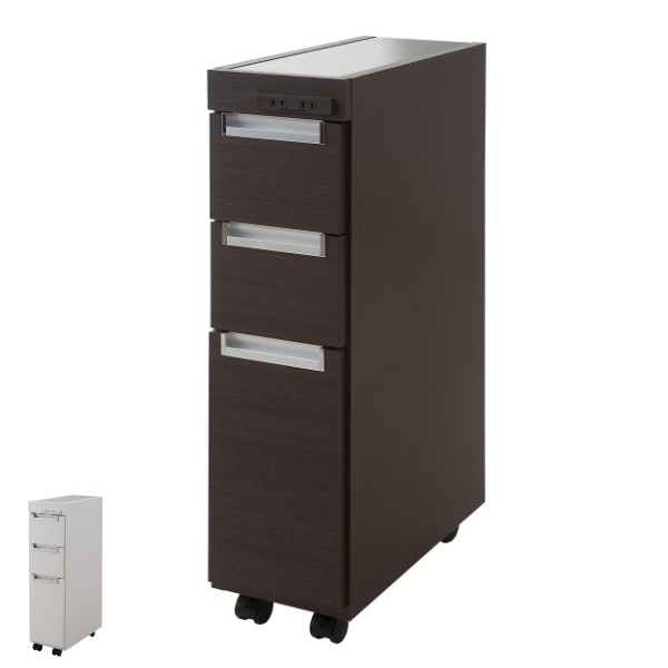 キッチンカウンター スリムカウンター ステンレストップ 幅20.5cm キッチンワゴン キッチン 収納 キッチンラック スリム キッチン収納 ワゴン 隙間 すき間 省スペース 白 ブラウン