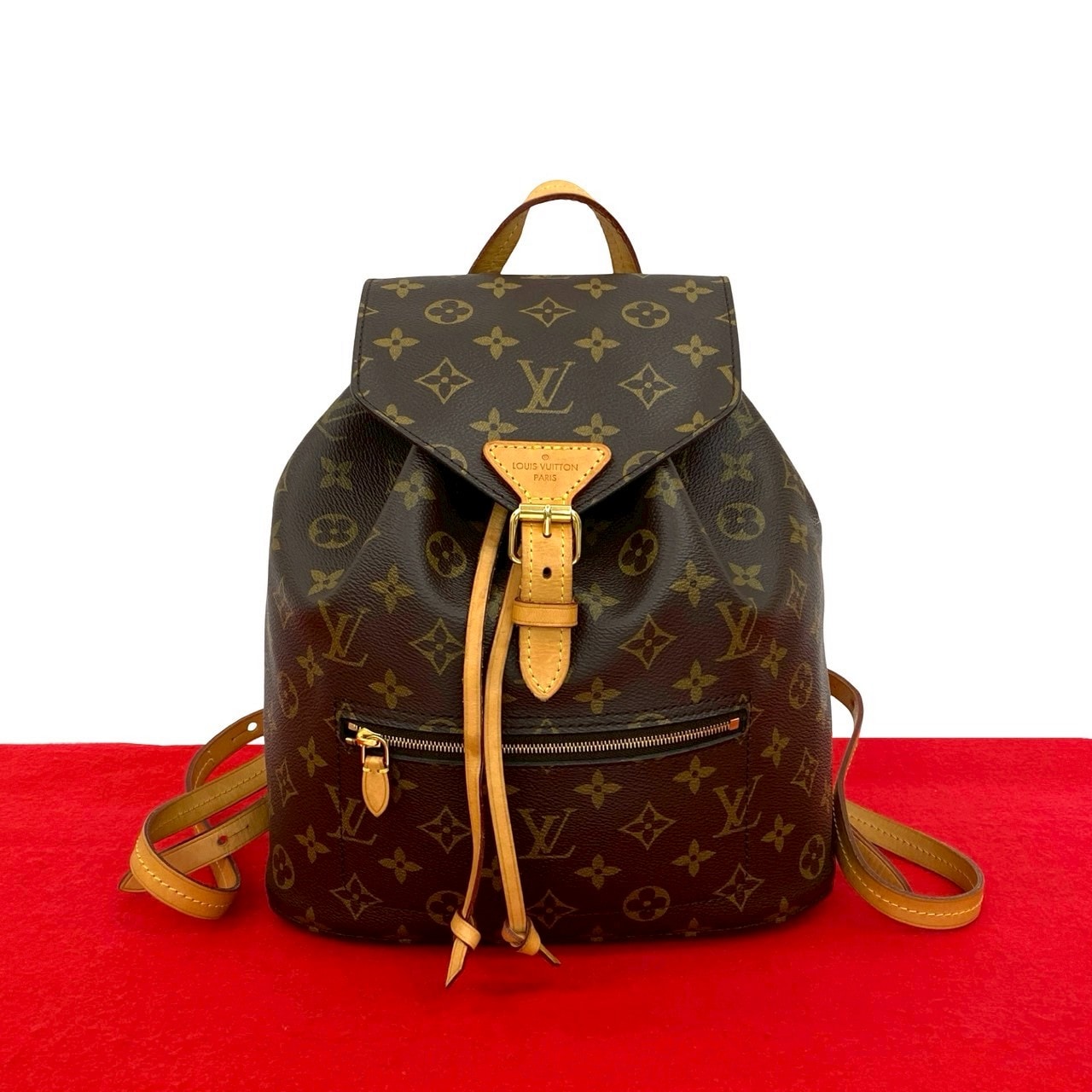 モンスリ MM モノグラムリュックサック レザー PVC ブラウン l38-6