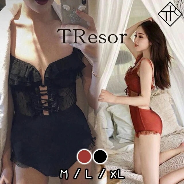 【急速出荷!】水着 レディース 水着 体型カバー ビキニ ビキニ 人気 盛れる レトロ 背中見せ 痩せて見える 10代 20代 30代 プール 海 温泉 水玉シースルー レースアップ フリル 透け お