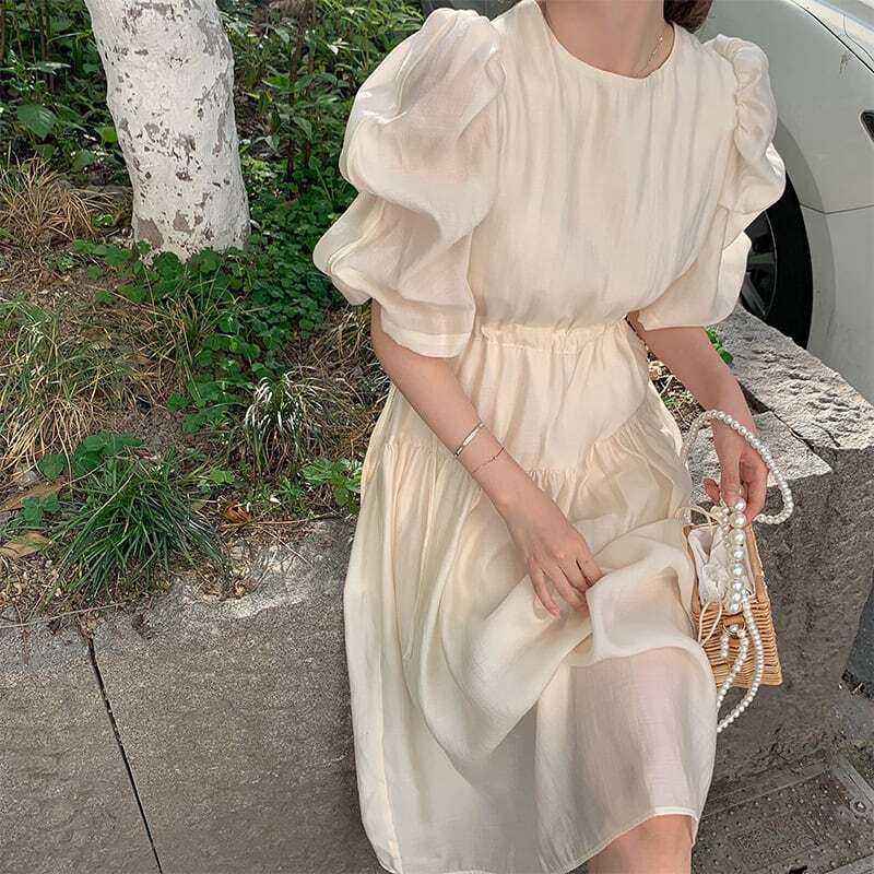 【送料無料】レディース シアー ロング ディアード ワンピース ふんわり シフォン