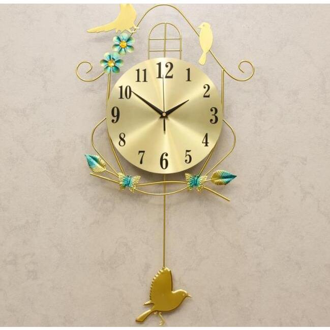 壁掛け時計　鳥の振り子時計　ウォールクロック　おしゃれ　インテリア　北欧　壁掛け　アンティーク　ヴィンテージ　新築祝い　静音　可愛い