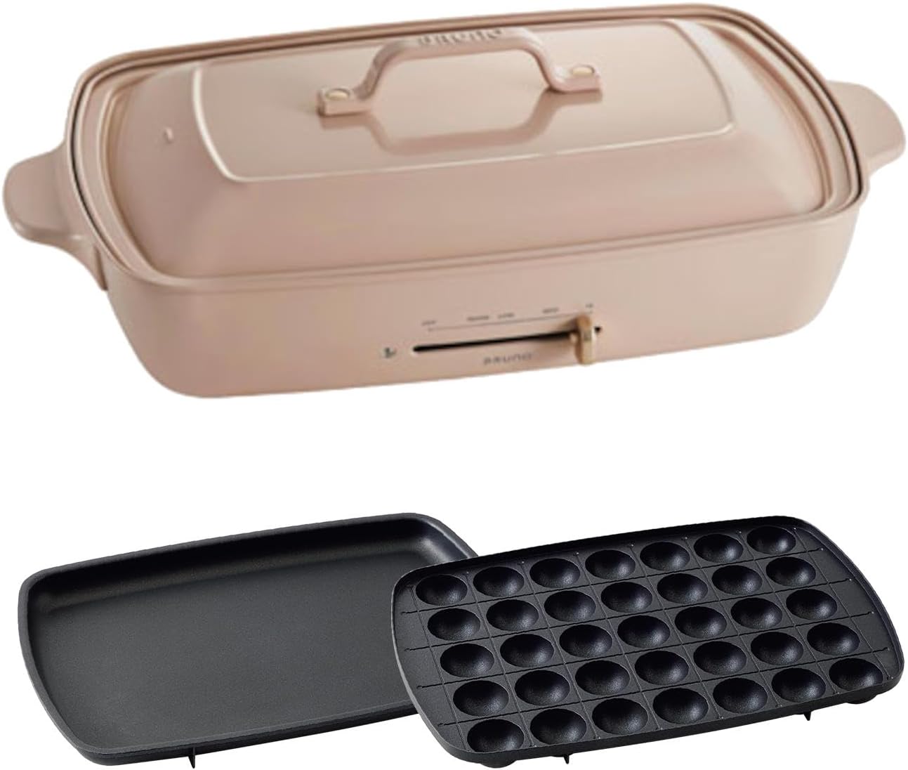BRUNO ブルーノ ホットプレート グランデ サイズ 本体 プレート2種 (たこ焼き 平面) ピンク ベージュ pink beige おしゃれ かわいい これ1台 蓋 ふた付き 温度調節