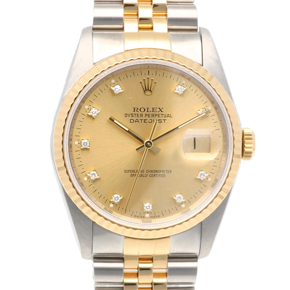 ロレックス デイトジャスト オイスターパーペチュアル 腕時計 ステンレススチール 16233 自動巻き 1年保証 ROLEX 中古