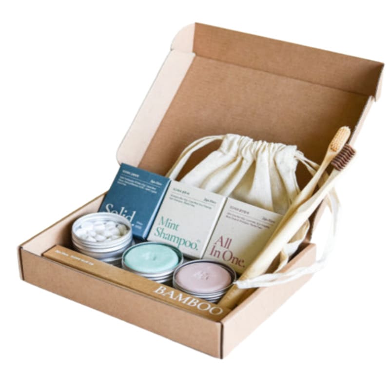JIGUHARA 地球原 トラベルキット ホテルアメニティ（固体歯磨き粉30ea+オールインワンバー45g+シャンプーバー45g+竹歯ブラシ2ea+コットンポーチ）