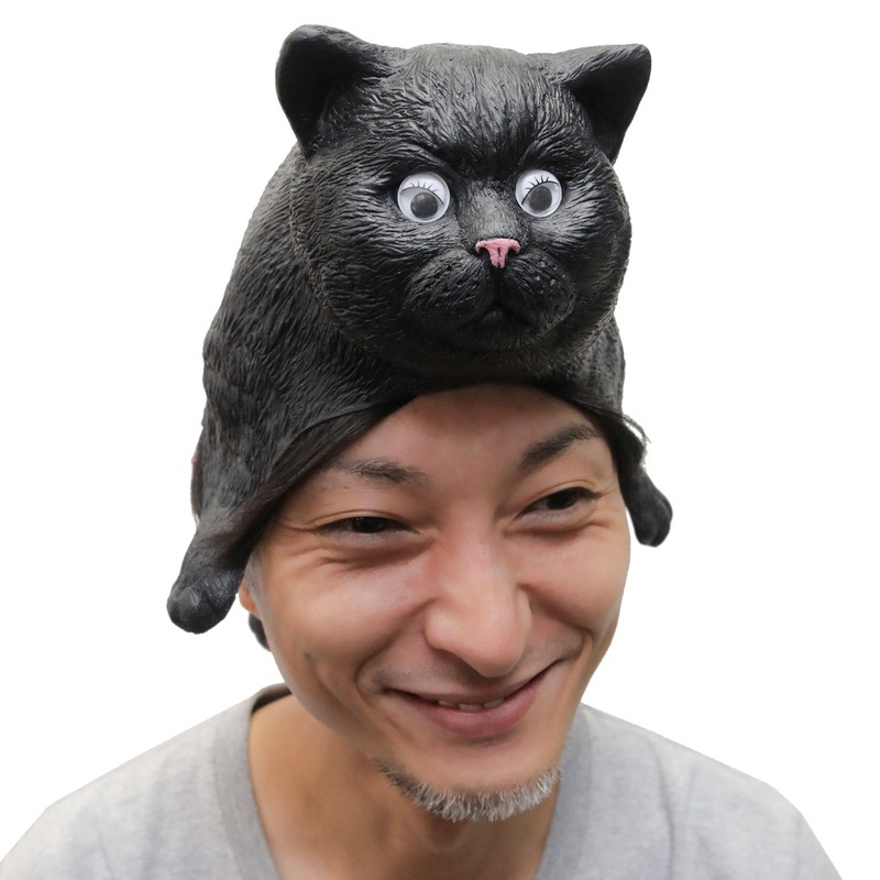 コスプレ 仮装 おもしろキャップ のりネコ 黒 【 コスプレ 衣装 ハロウィン パーティーグッズ おもしろ かぶりもの 動物 アニマル プチ仮装 変装グッズ ハロウィン 衣装 おもしろ帽子 笑える ウ