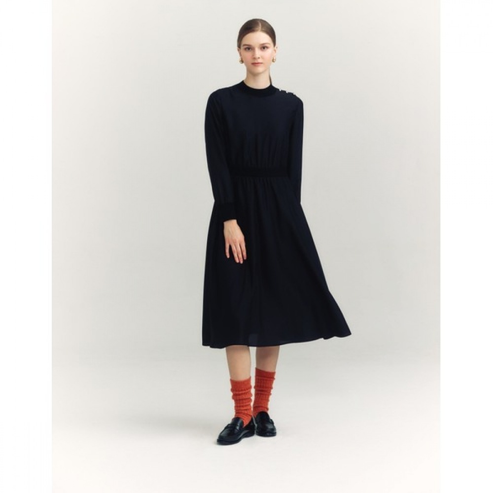 (ヘッジスレディース) 24FW ロゴジャカードニットディテールドレスブラック HSDR4D803BK
