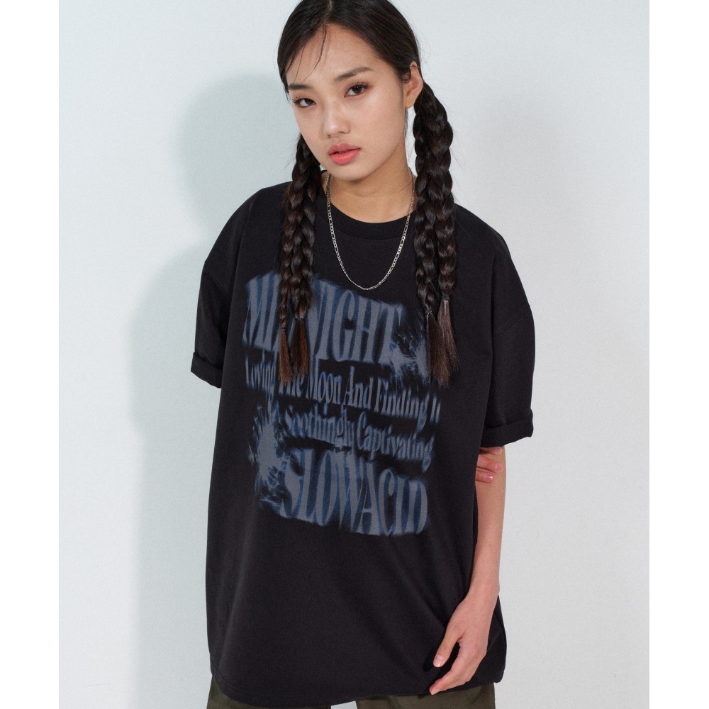 SLOW ACID オプティカルグラフィック 半袖Tシャツ [ブラック]