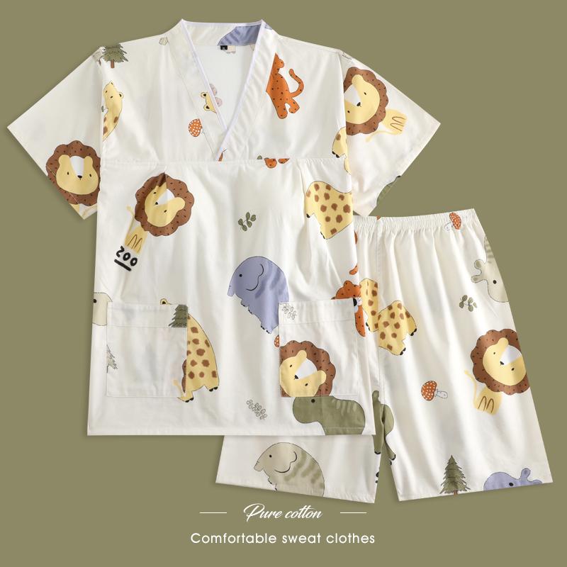 サウナ服 パジャマ ルームウェア レディース コットン 大きいサイズ マッサージ 入浴 胸パッド付き 動物 かわいい