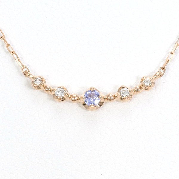 4℃ K10PG ネックレス 天然石 ダイヤ 総重量約0.9g 約39cm ジュエリー 中古