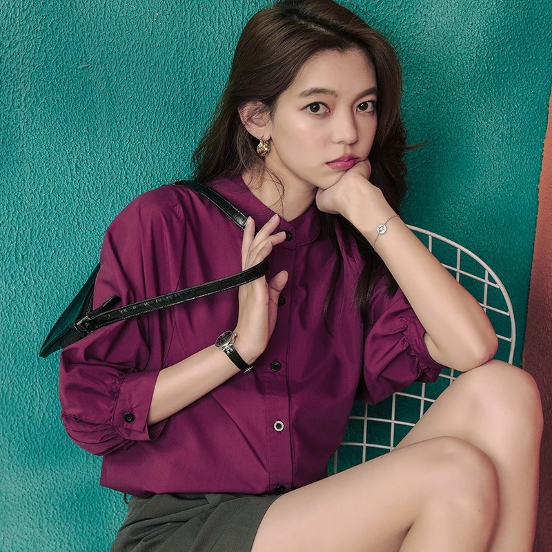 ランタンスリーブスタンドカラーシャツ トップス ブラウス 袖あり 7分袖 七分袖 ボリューム袖 スタンドカラー 前開き かわいい 大人可愛い きれいめ シンプル カジュアル 大人 おしゃれ お洒落 4,963円