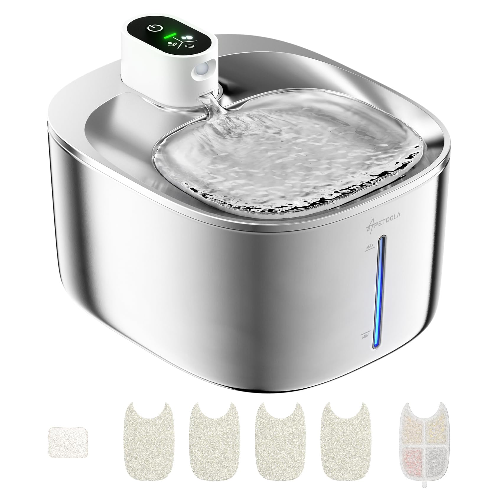 猫 自動給水器 水飲み器 コードレス 充電式 4L 活性炭フィルター付 アダプター付 スマート 静音 大容量 ワイヤレスポンプ 2way給電式 ステンレス製 センサー 動作検知 三つ給水モード 6重濾