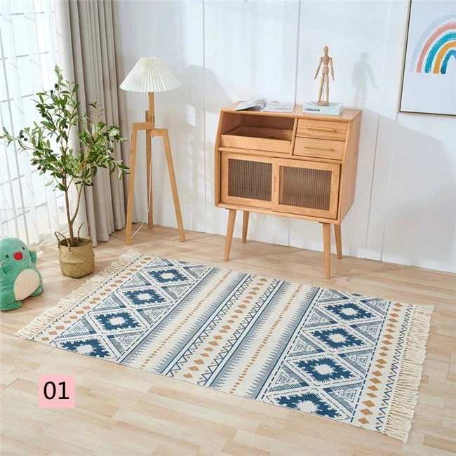 ラグ 洗える ラグ長方形ラグ 120*180cm ラグマット 滑り止め付 西海岸 オリエンタル柄 マット 北欧 カーペット リビング 春 夏 秋 冬 用 コットン　17デザイン選択可能　カーペット