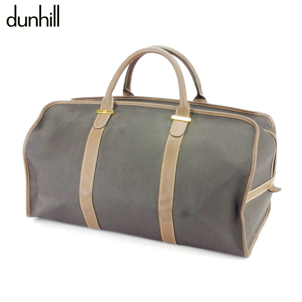 ボストンバッグ トラベルバッグ 旅行用バッグ ヘリンボーン ブラック ブラウン ゴールド 中古