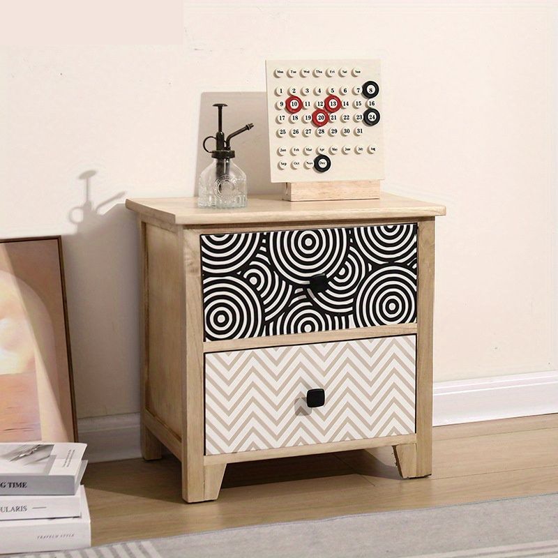 サイドテーブル 無垢材 引き出し付き 収納 ウッドチェスト キャビネット ナイトテーブル 北欧 シンプル おしゃれ スクエア チェスト 机 ナチュラル 模様 アート