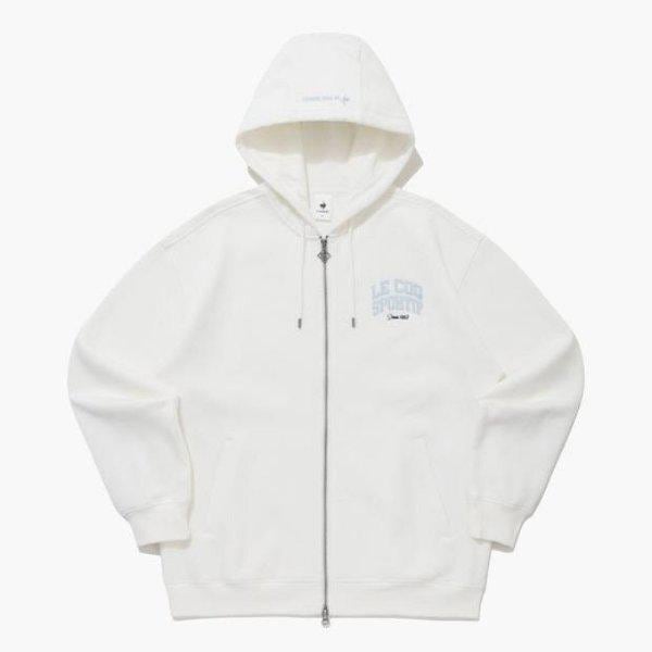 フードジップアップ NQJ QP423TFTO1-IVY ロゴ起毛ツーウェイフードジップアップ / IVORY
